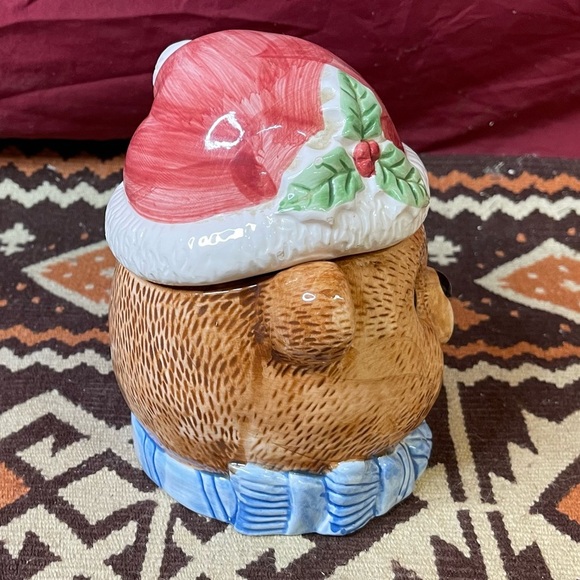 Vintage 1990’s Teddy Bear Christmas Canister Candy Dish With Lid - Picture 2 of 5